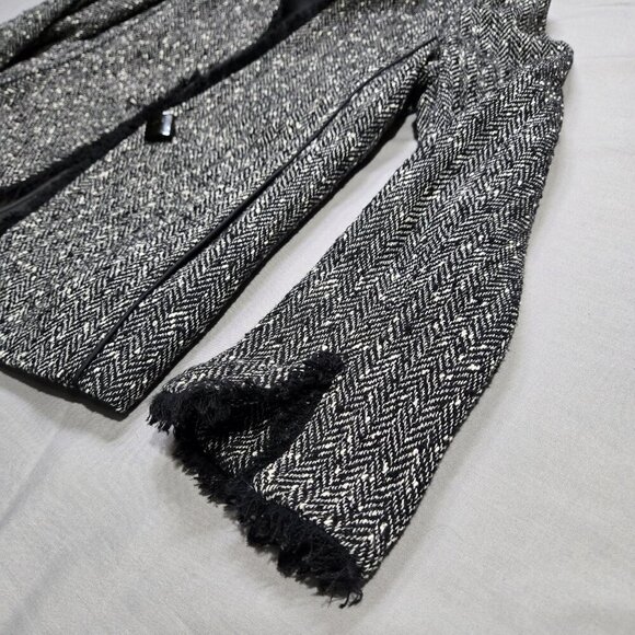 Doncaster Collection Blazer‎ Women's Size 8P Black Tweed Fringe Wool Blend - Picture 5 of 16
